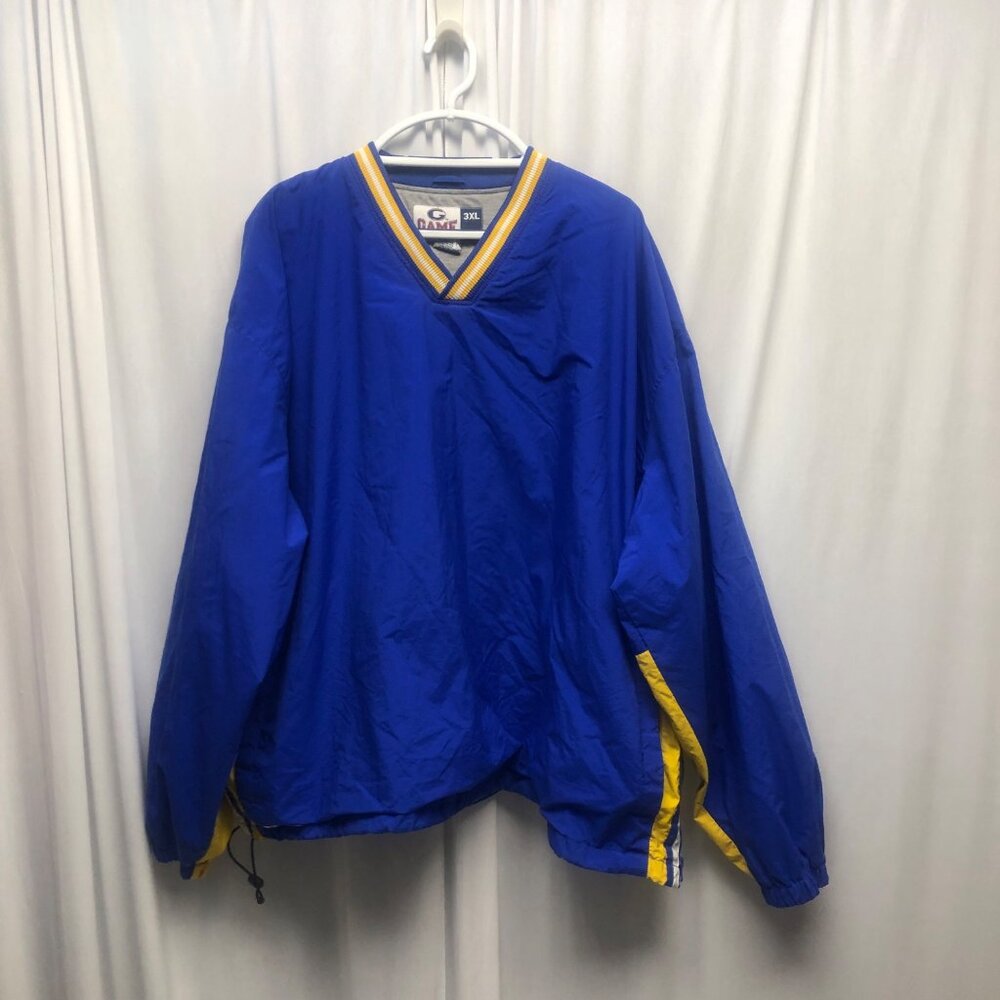 Game Sportswear Pullover Jacket Mens Size 3XL Blue Yellow Lined Windbreaker